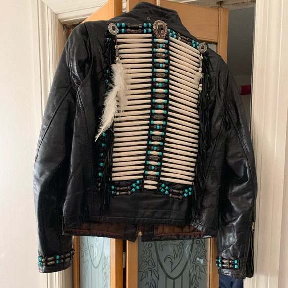 women’s Leather beaded jacket - Picture 1 of 2
